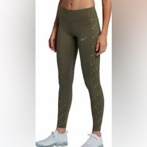 Nike Women's Khaki Leggings with Dot Pattern
